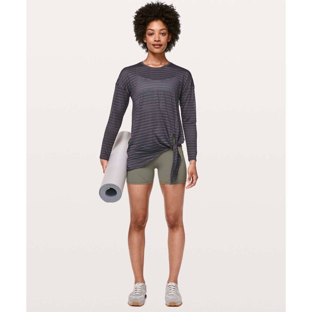 Lululemon Tie Your Practice Long Sleeve Top Moonwalk Stripe Sz 4
